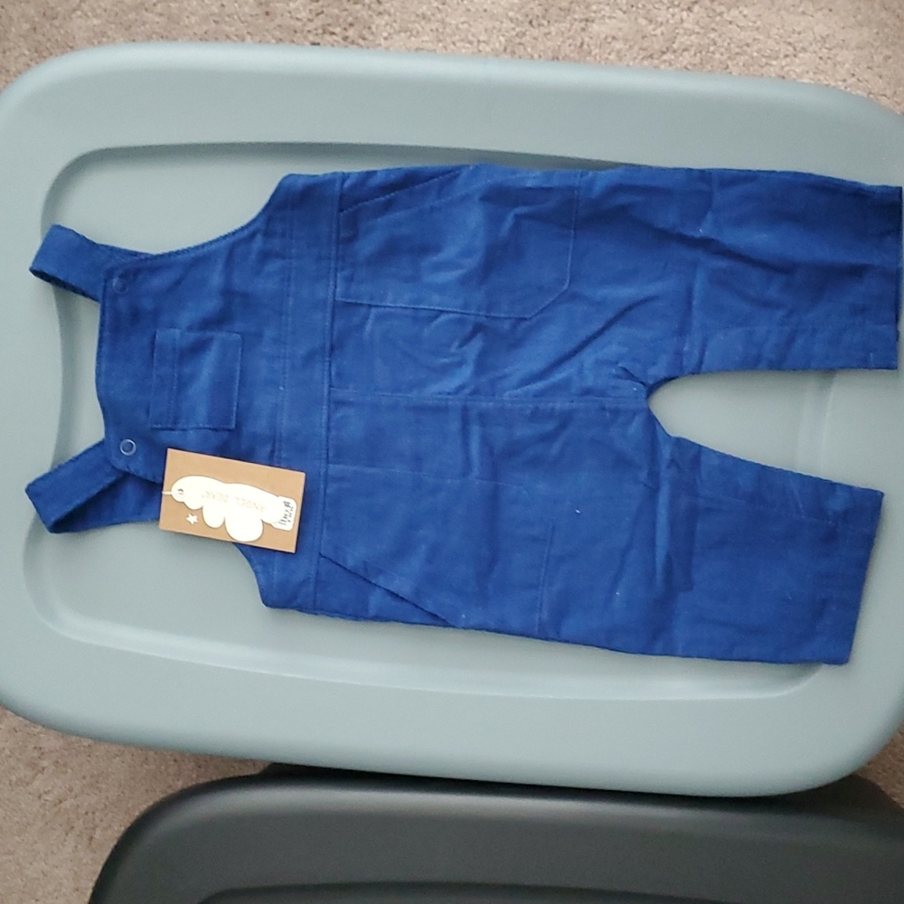 NWT Angel Dear Corduroy Blue Overalls 3/6M